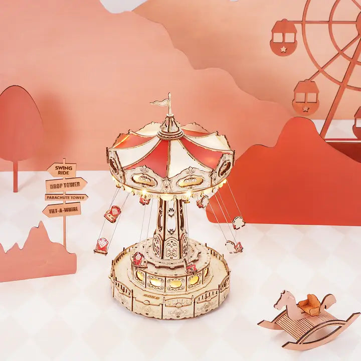 3D Wooden Puzzles Diy Music Box Swing Ride